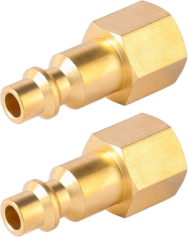 BILBAL Brass 1/4 Inch NPT Brass Female Air Hose Quick Connect Adapter,Air Coupler and Plug Kit,Air Compressor Fittings 2pcs - Image 1